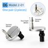 Toilet Seat Hinge Fittings with Stainless Steel Pins and Rubber Expansion Bases, 2-Piece Set