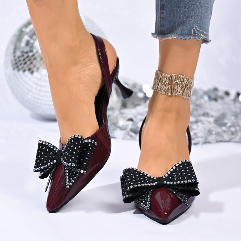 New Pointed Toe Back Trip Strap Sandals Women Baotou Shallow Mouth Stiletto Bow Slip Non-slip High Heels