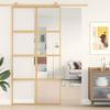 VidaXL Sliding Door, Hanging Door with Stopper, Door with Barn Panels Kitchen Home Interior, Golden Clear Glass 155186