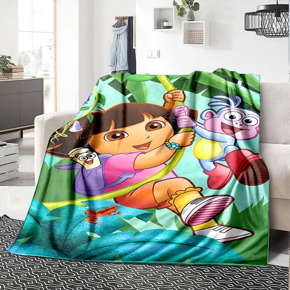 Dora'S Jungle Adventure Flannel Blanket Super Soft Warm Cozy Blanket For Sofa Bed Office Travel Allseason Home Decor Gift