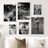 Fashion Girl Print Nude Sexy Girl Drinking Black and White Poster Disco Ball Wall Art Canvas Painting Stylish Funky Pictures