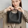 First Layer Leather Bucket Bag Women's New Spring and Summer Retro Portable High-end Leather Women's Bag Shoulder Messenger Bag