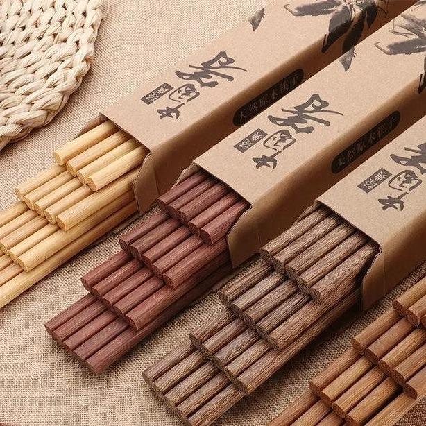 Экологичные палочки для еды из красного сандала и дерева куриного крыла - Без лака, без воска, нескользящие, из массива дерева для домашнего использования