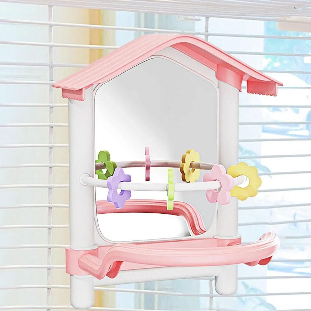 Anti-slip Bird Mirror with Perch Bite-resistance Bird Mirror for Cage Bird Cage Toys  Outdoor