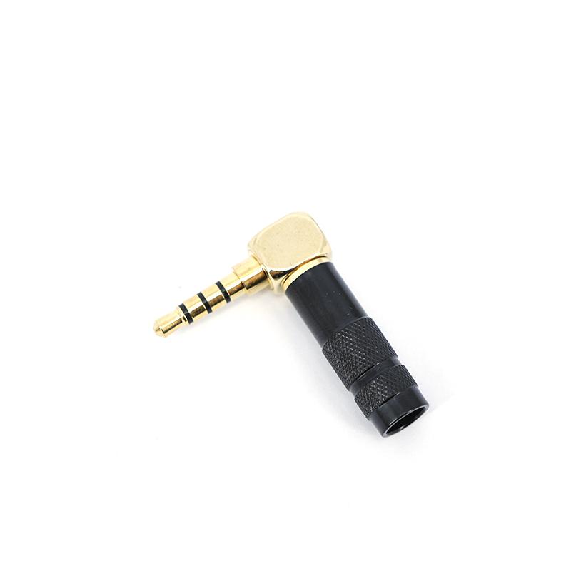 4 Poles Jack 3.5mm 90 Degree Right Angle 1/8" Earphone Plug 3.5 Audio black Adapter Gold Solder 3.5mm Headphone Wire Connector