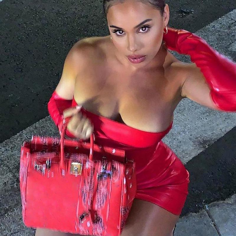 Весенне-летнее сексуальное женское короткое платье из искусственной кожи без бретелек с вырезом в клубе в клубном стиле