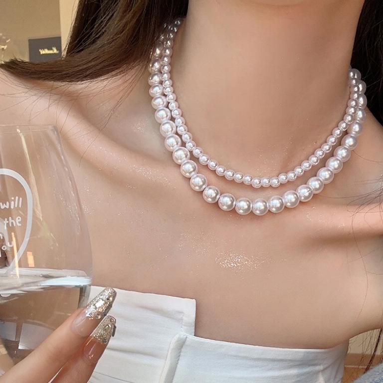 Высококлассное французское ретро жемчужное колье на ключицу для женщин: Универсальный, Элегантный, Простой Роскошный Чокер