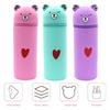Yousheng Stand Up Pen Case Bear Shape Silicone Storage Box Animal Inspired Design Zipper Closure Gadgets Cosmetics Organizer