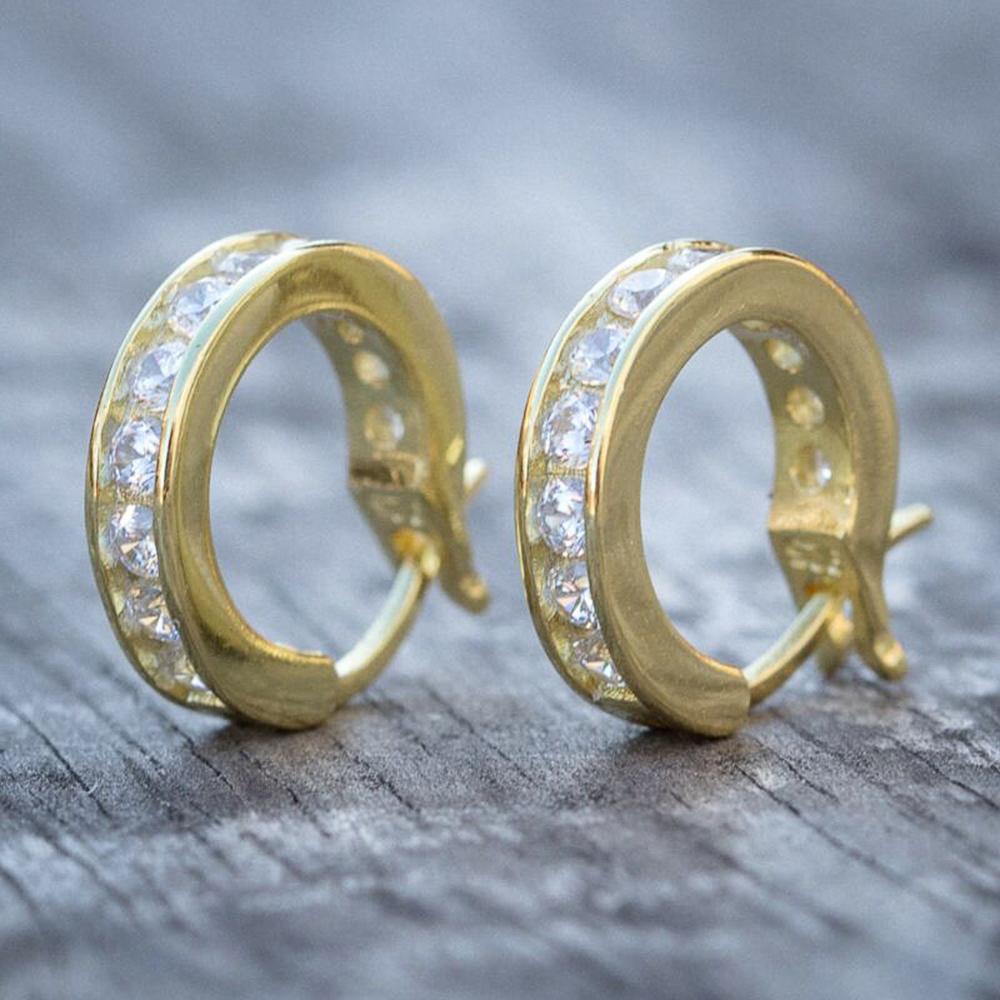 Small Mini Circle Earrings Women/Men Micro Paved Shiny CZ Personality Hoop Earrings for Party Versatile Statement Jewelry