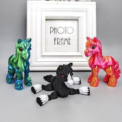 Новая многосуставная подвижная 3D-печатная лошадь Животные Мини Милая Рельефная Сенсорная игрушка Забавные Домашние аксессуары Детский подарок Настольное украшение
