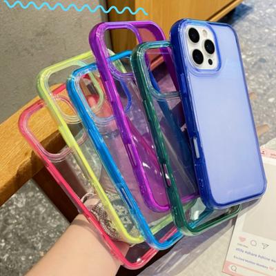 Роскошный Яркий Конфетный Цвет Ударопрочный Чехол для iPhone 16 15 14Plus 13 12 11 Pro Max Мягкий Бампер Броня Эстетичный Прозрачный Чехол для Телефона