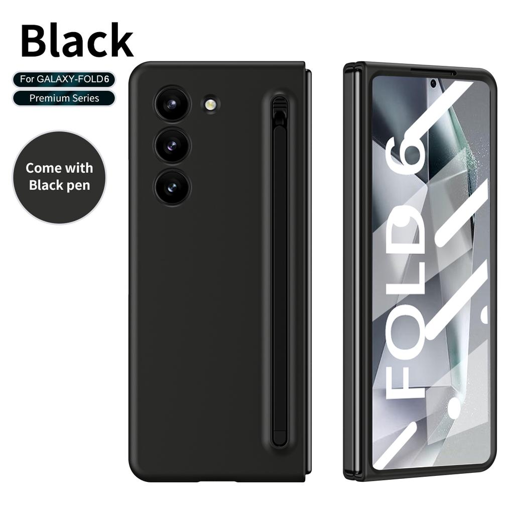 Пластиковый чехол для телефона с гнездом для ручки для Samsung Galaxy Z Fold 6 5 4 Fold6 Fold5 Fold4 Fold3 Защитная пленка для стекла, включая ручку