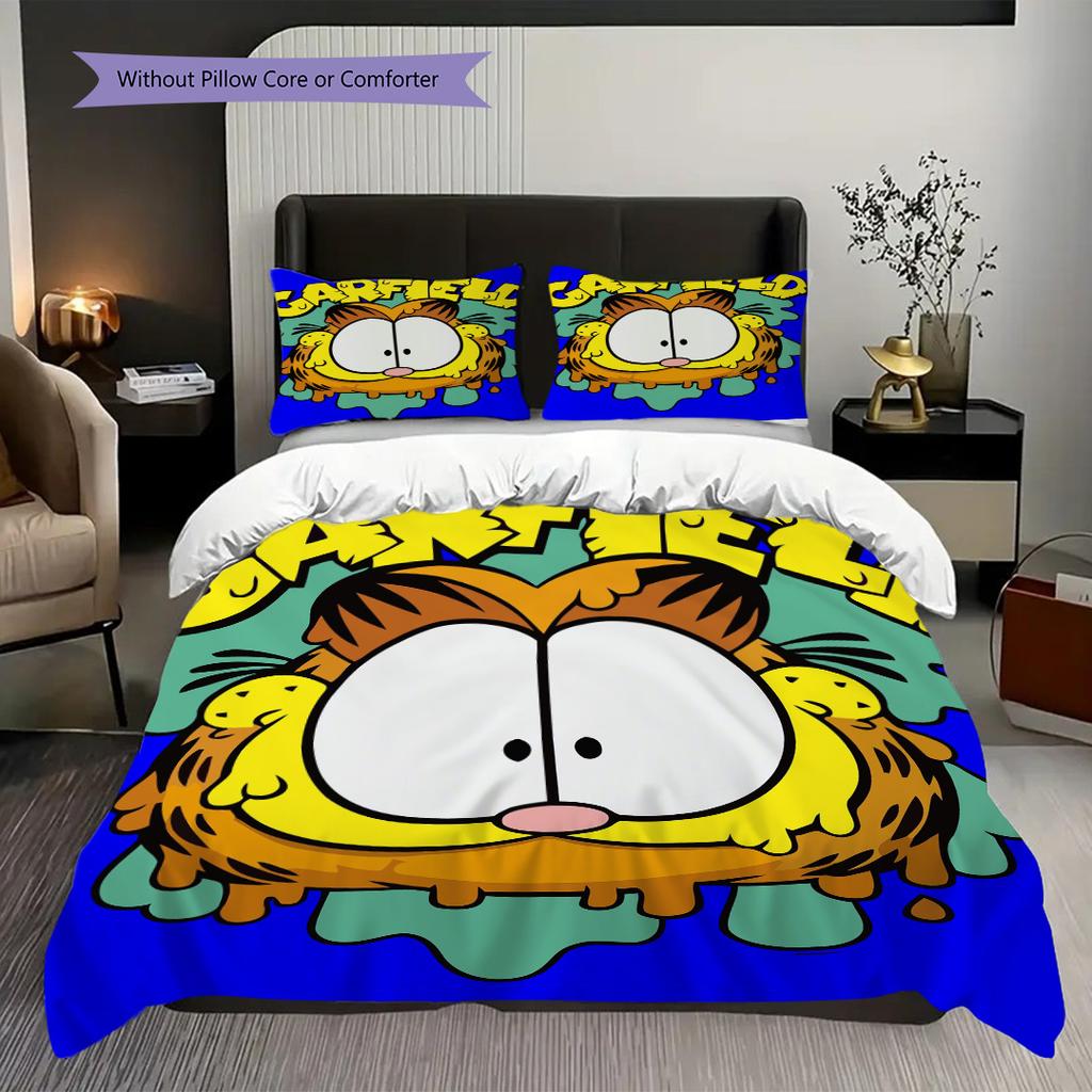 Garfield Cat Blue Background Bedding 1 Duvet Cover 2 Pillowcase Without Core Duvet Cover And Pillowcase Christmas Birthday Gift Bedding Set