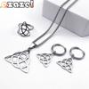 Triquetra Holy Trinity Christian Necklace Women Men Stainless Steel Ring Bracelet Hoop Earrings Zircon Set Conjuntos De Joyas