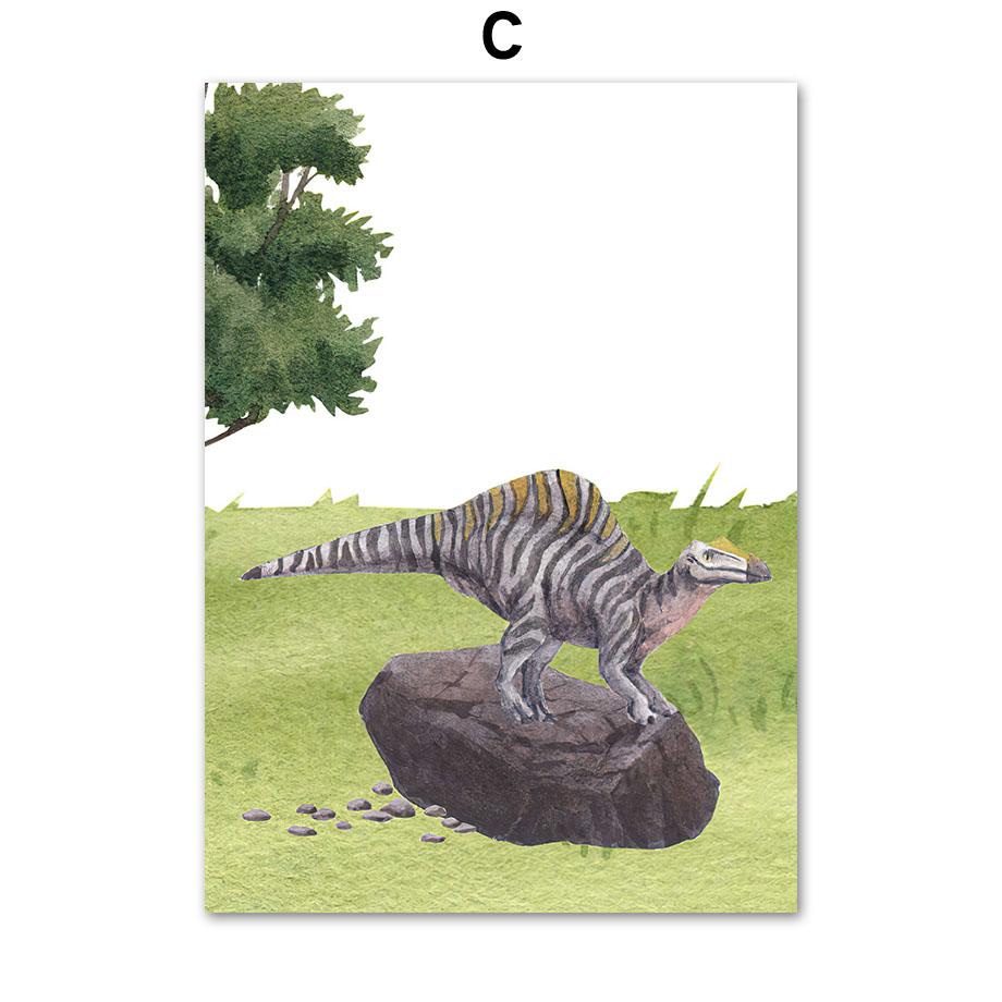 T-rex Стегозавр Птерозавр Динозавр Юрского периода Детская Настенная картина на холсте Плакаты и принты Картинки Мальчик Детская комната Декор