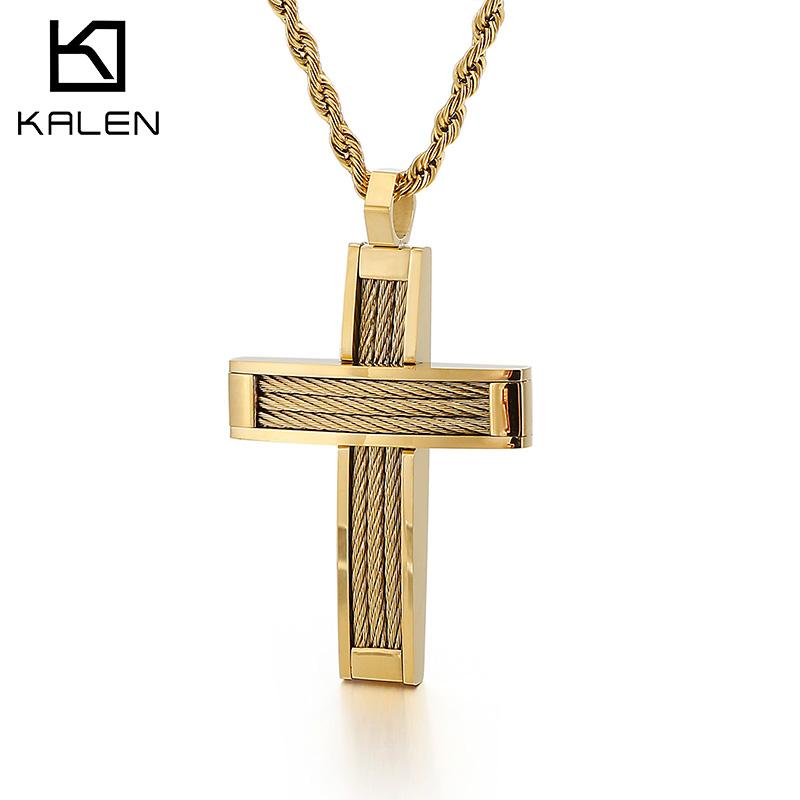 Fashion Cross Pendant Necklace For Men Prayer Stainless Steel Dubai Crux Chain Choker Christ Jewellry