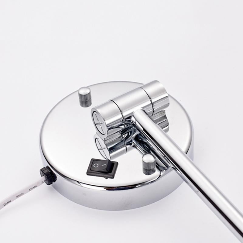 Silver Bath Mirrors 8"Wall Mounted Round One Side Bathroom Mirror LED Makeup Cosmetic Mirror Magnifying Lady's Private Mirror