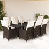 VidaXL 9-piece Garden Bistro Set Brown Cushions Poly Rattan 3276922