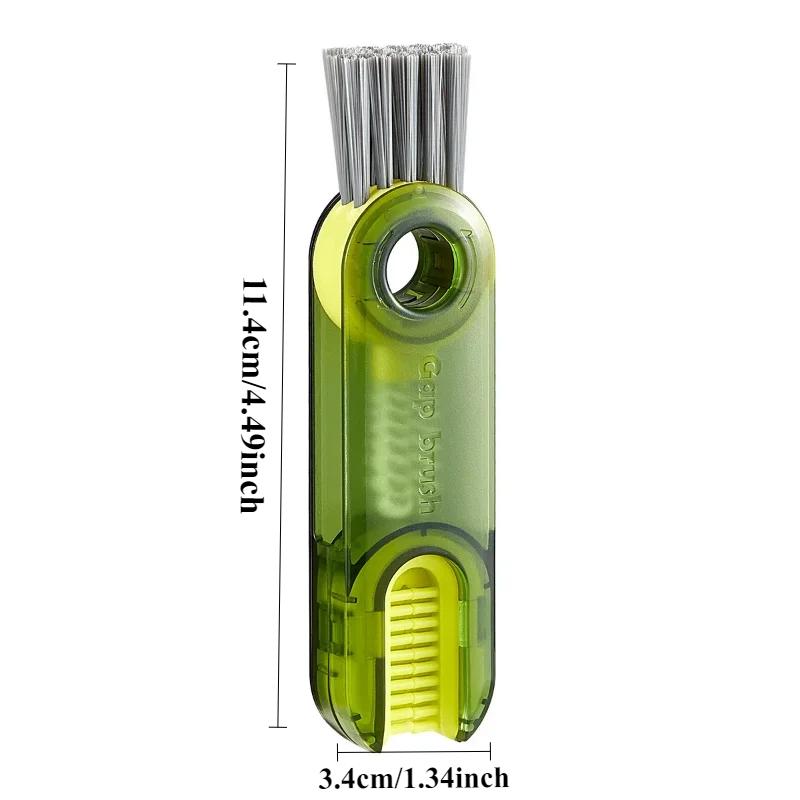 3 In 1 Bottle Gap Cleaner Brush Multifunctional Cup Cleaning Brushes Water Bottles Clean Tool Mini Silicone U-shaped Brush