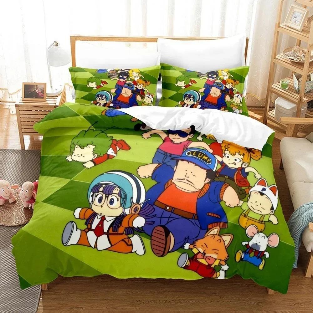 3D Cartoons Bed Sheet Set Kawaii Arale Bedding Set Single Twin Full Queen King Size Bed Set Adult Kid Bedroom Duvet Cover Sets