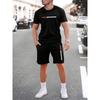 Urban Street Fashion Trend Men's Round Neck Short Sleeve Set Outdoor Casual Simple Printed Men's Top Outdoor Casual Shorts