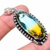 Natural Bi-Color Tourmaline Gemstone 925 Sterling Silver Pendant 2.25" Q5u10
