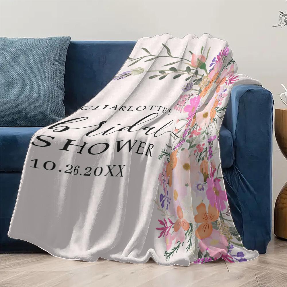 Floral Print Fleece Blanket - Soft Warm Throw Blanket for Women Girls Sofa Bed Decoration Gift