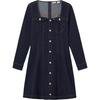 Levis Simple Comfortable Waist-Defined Denim Long Sleeve Dress Women Dresses Dark-Blue 001BX-0000