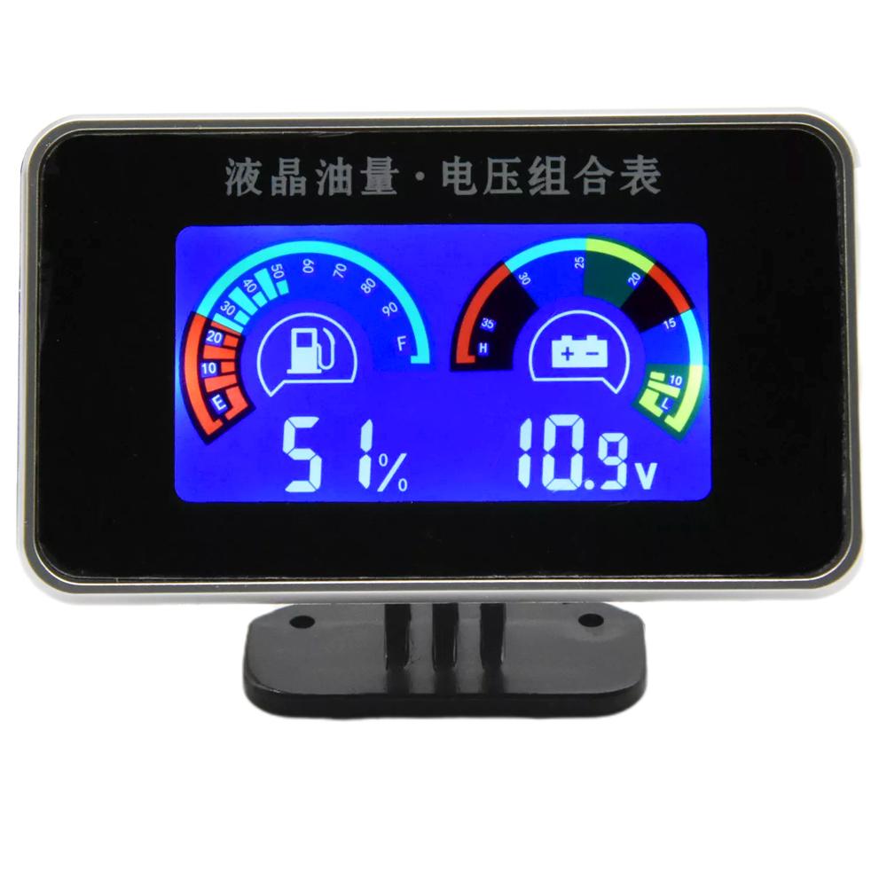 Fuel Level Sensor+Fuel Gauge 2 IN 1 Fuel Level Meter + Voltmeter Fit Car Truck Motorcycle 12V/24V 380mm 280mm Sender Unit Custom