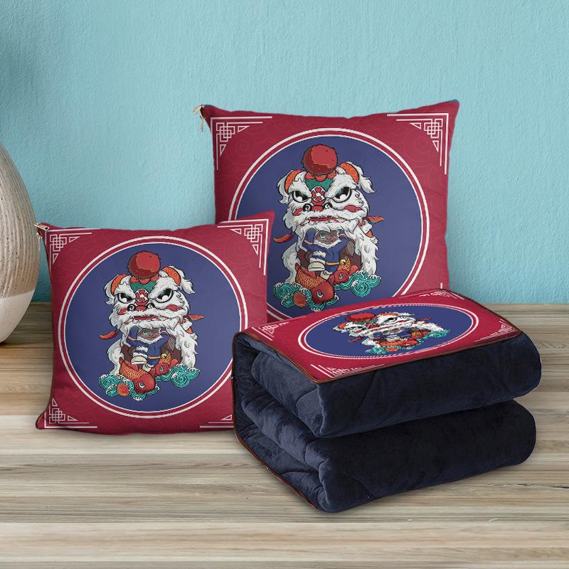 Персонализированная мультяшная флисовая плюшевая подушка-плед