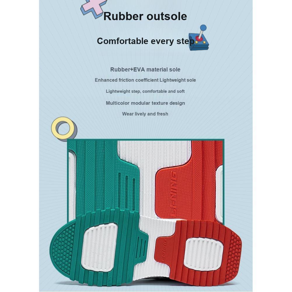 LiNing Sports Lifestyle Series Нескользящая износостойкая повседневная обувь Детские кроссовки Черный Белый YKCT006-3