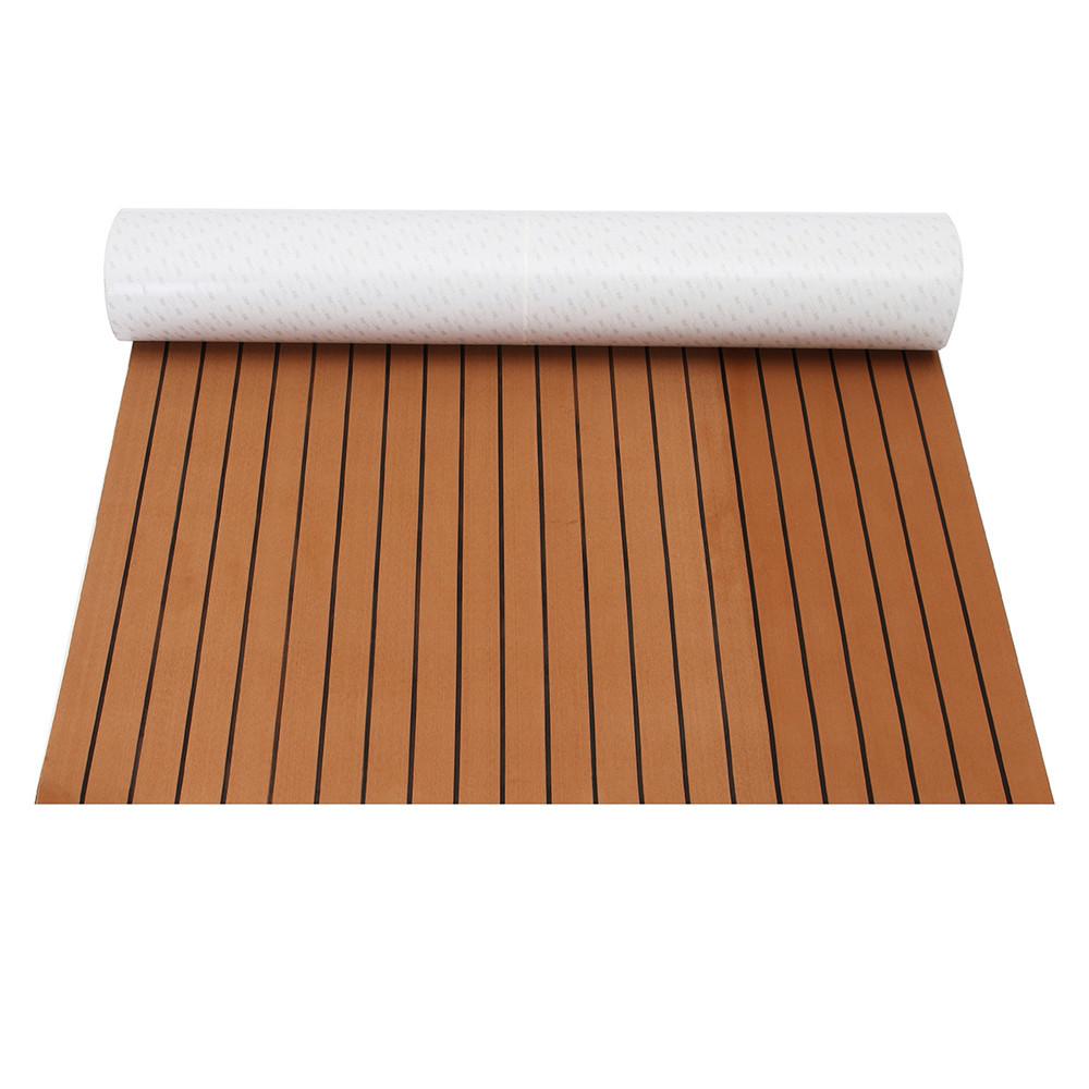 1200mmx2400mmx5mm EVA Foam Faux Teak Boat Deck Mat Brown Decking Sheet Yacht Flooring Anti Skid Mat Self Adhesive Vehicle Pad
