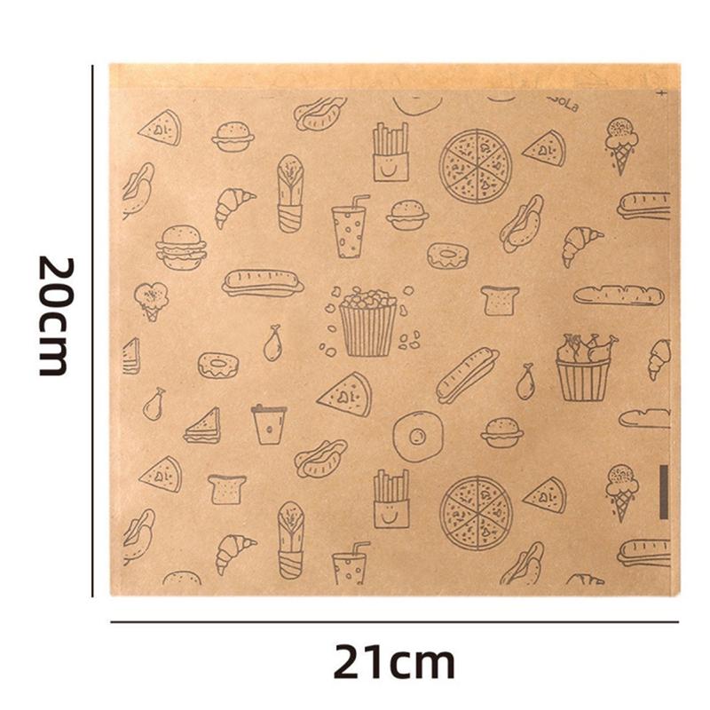 A03F-100шт Жиронепроницаемый Бумажный Пакет для Выпечки Одноразовая Упаковка Десерт Сэндвич Бургер Упаковка Кухонные Принадлежности