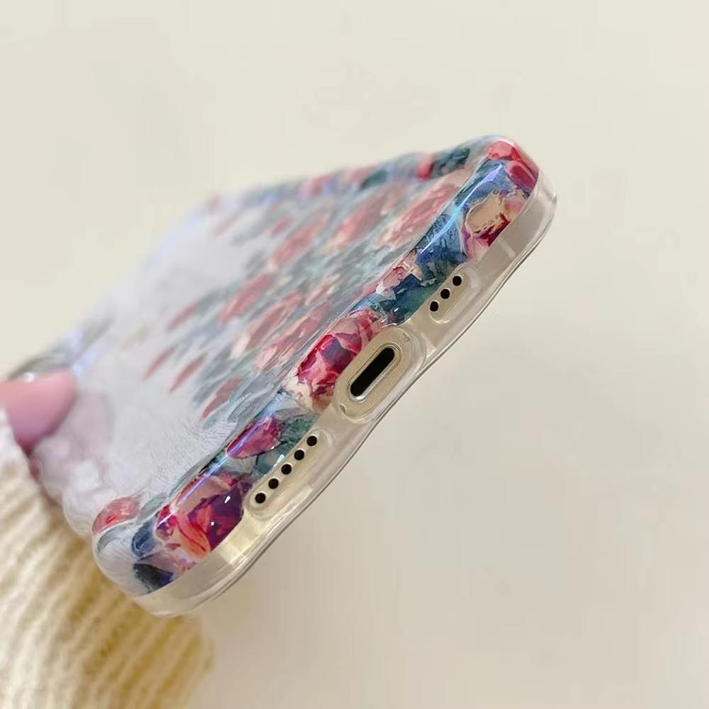 Ретро чехол для телефона с масляной живописью для iPhone 13 14 15 16 17 ProMax 12 11 Цветочный принт Ударопрочный силиконовый чехол Художественное оформление