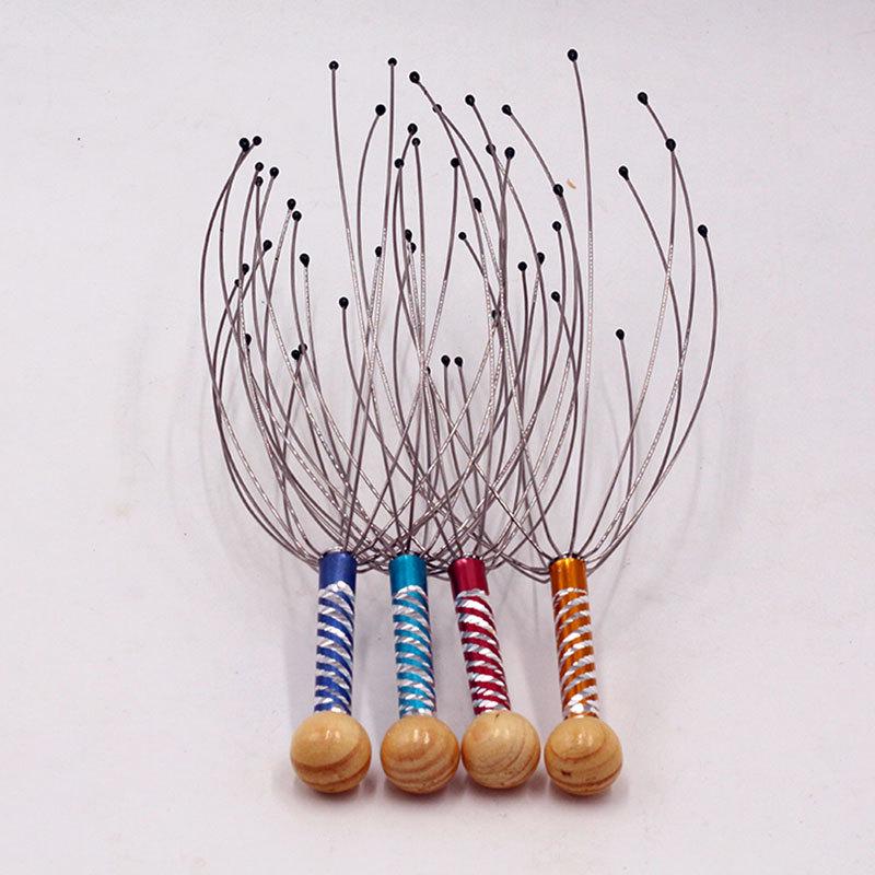 Bamboo Handcrafted Soft Iron Head and Cervical Spine Massage Brush