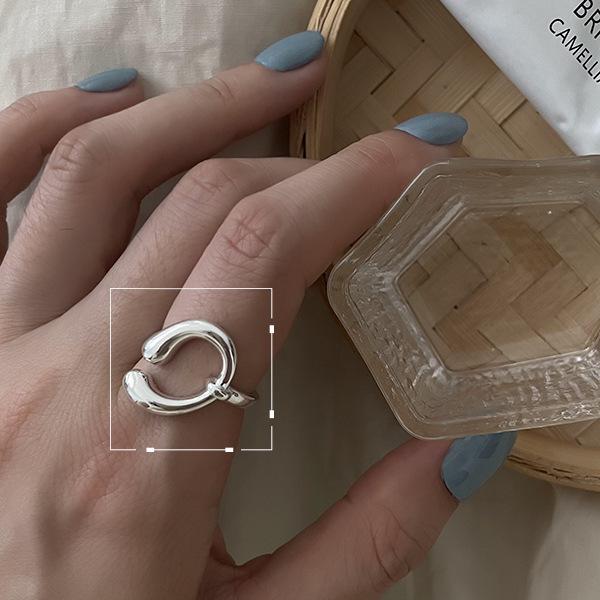 Женское кольцо из стерлингового серебра 925 пробы в форме сердца, неправильной формы, регулируемое - Универсальное, простое и стильное.