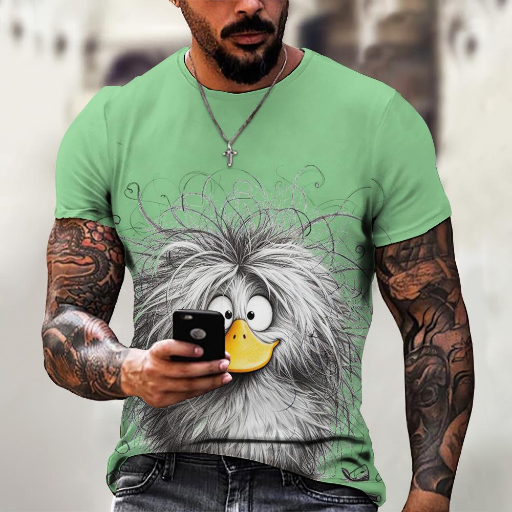 Летняя мужская футболка с принтом животных, повседневные футболки с коротким рукавом и 3D-принтом, модная уличная одежда, свитер с круглым вырезом, мужская свободная одежда