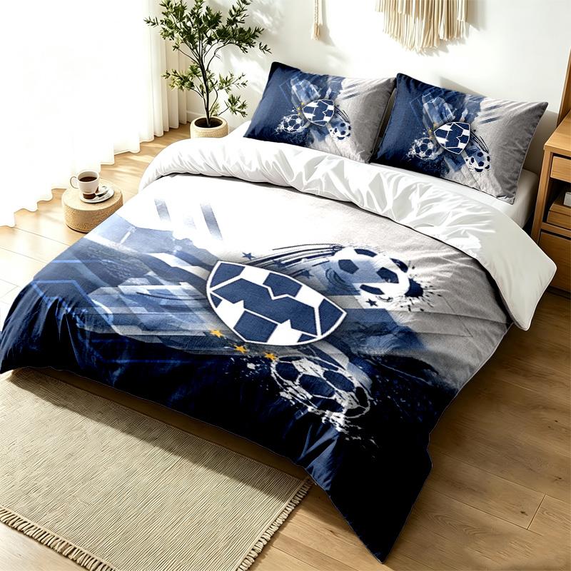 Club de Futboll Monterrey ICON 3pc Duvet Cover Set Simple Modern Bedding Set Wrinkle Resistant Soft Fabric All Season Use a perfect gift