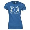 I Love Halloween Skeleton Heart Hands Ladies Skinny Fit TShirt