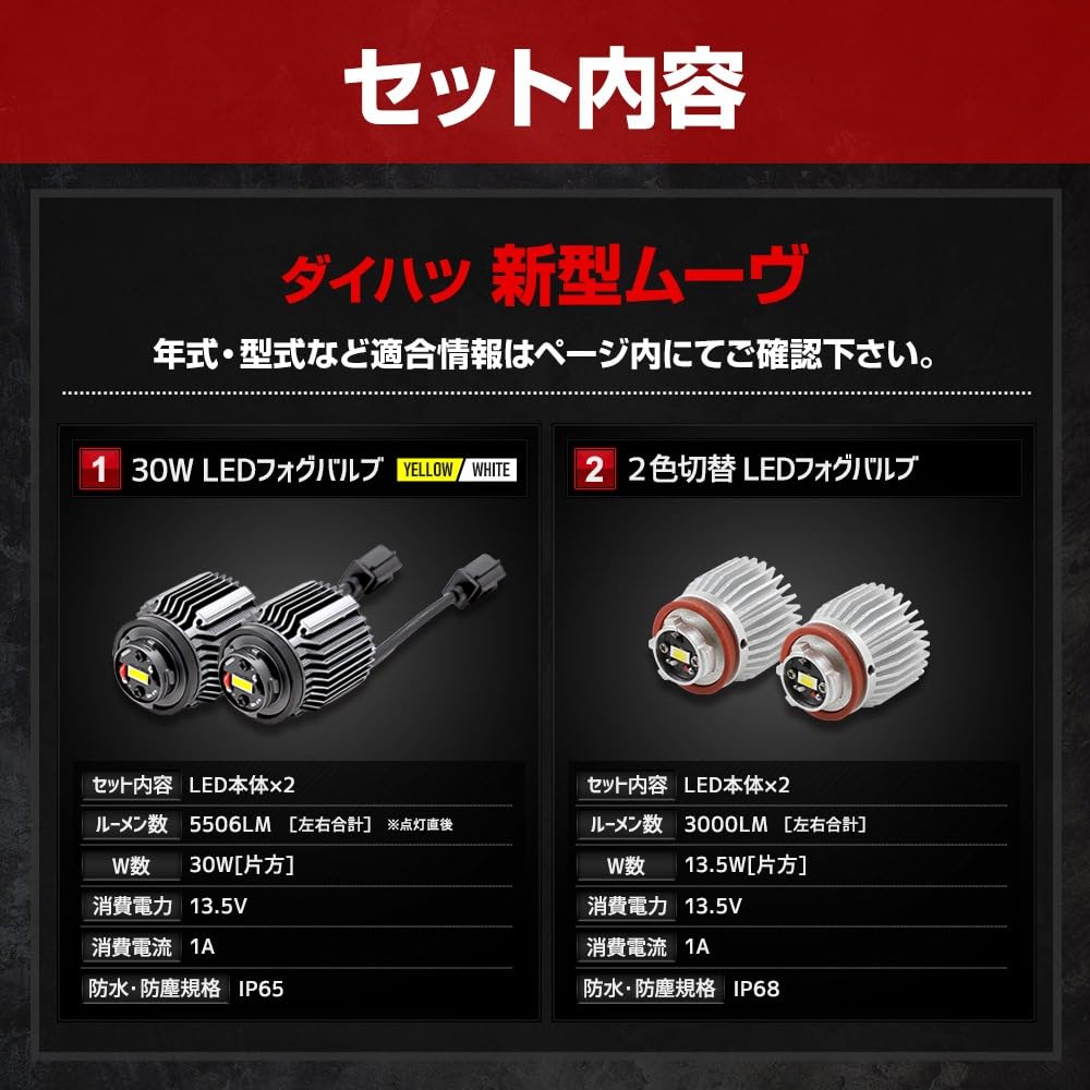 Yours Replacement LED Fog Light Bulbs for the New Yellow Custom Parts for and Subaru Move/Stella (30W [3200K]) L1B, Bright, Customizable, Move,