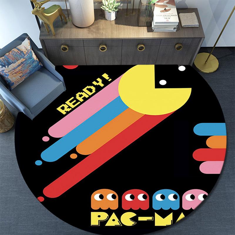 Pac‑Man Poster pattern round rug,Carpet Rug for Living Room Bedroom Playroom ,Non-slip Floor Mat,Holiday Gifts and Birthday Gifts.