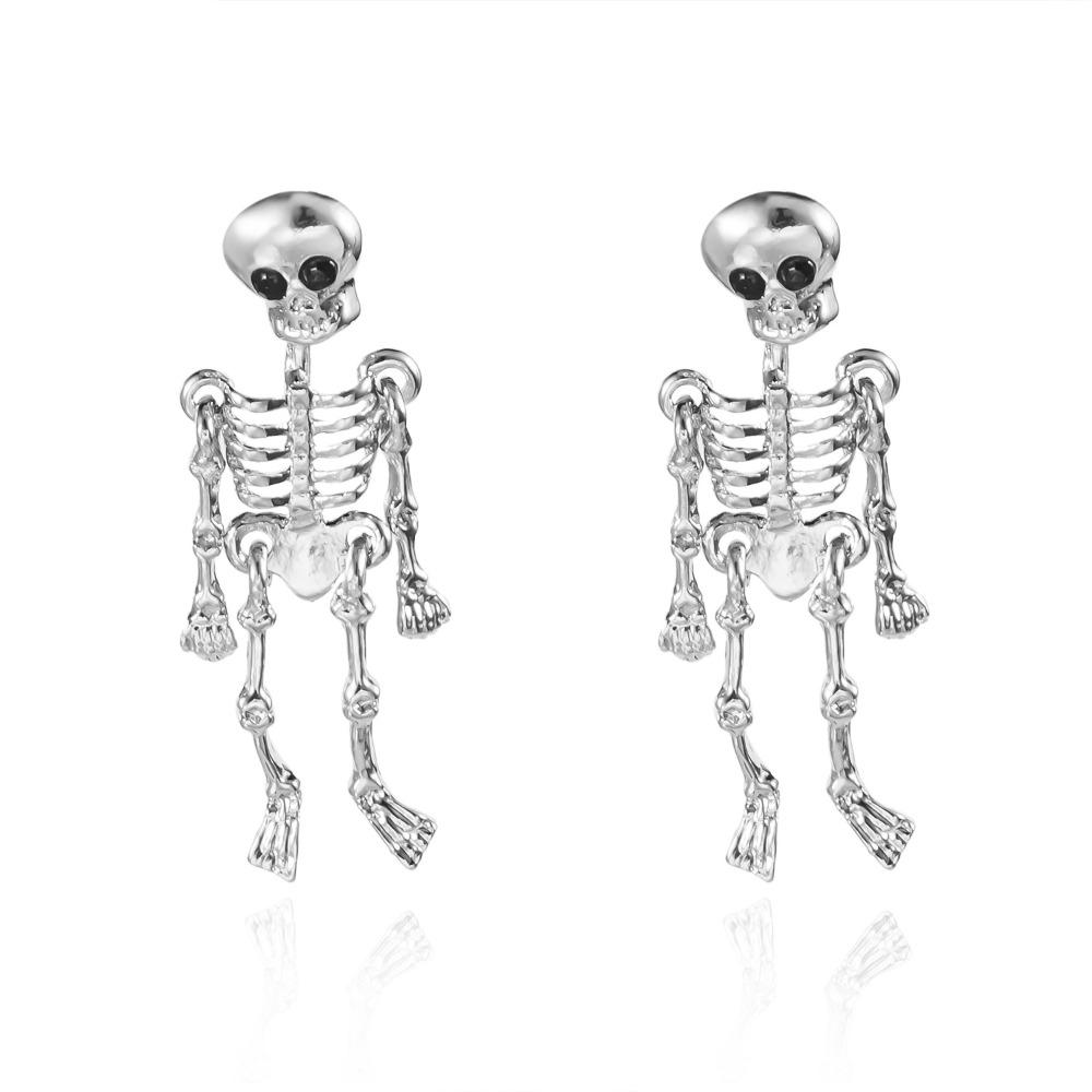 Skeleton Ghost Ear Studs Metal Skull Dangle Earrings Retro Halloween Earrings  Gift