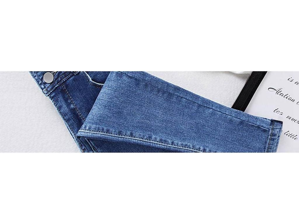 Сине-серые джинсы скинни bootcut с высокой талией для женщин: На флисовой подкладке, Утепленные, Стройнящие, Зауженные к низу – Коллекция Осень/Зима 2022.