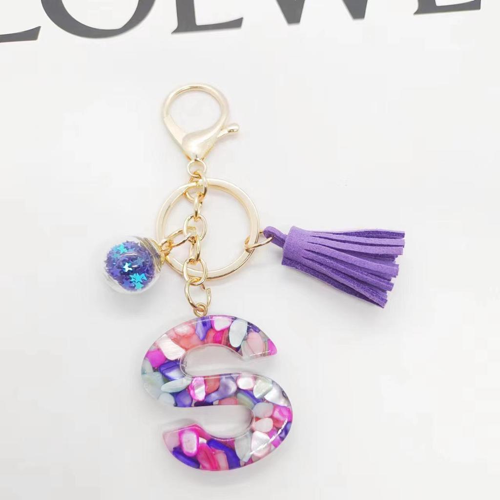 Европейский и американский хит продаж брелок с английскими инициалами и фиолетовой кисточкой