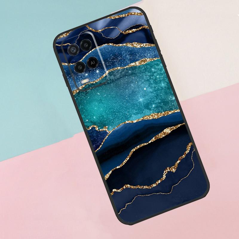 Золотой Изумрудный Искусственный Малахит Для Oppo A40 A60 A80 A18 A38 A58 A78 A98 A79 A16 A76 A96 A15 A74 A94 A54 A77 A17 Чехол для Телефона