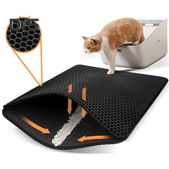 Коврик для кошачьего туалета, водонепроницаемый, не пропускающий мочу, коврик-ловушка, двухслойный дизайн с сотами, нескользящий коврик для кошачьего туалета, принадлежности для котят