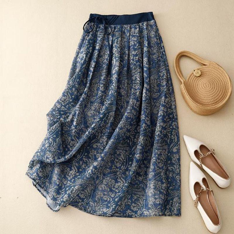 Half-body Skirt Women's Summer Casual Versatile Elastic Women's Skirt Loose Comfortable Large Size Pleated Skirt