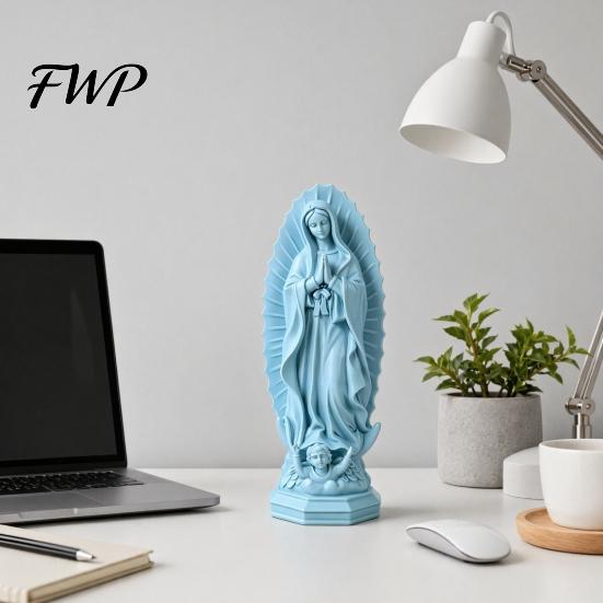Faith Symbol Decoration Virgin Mary Statue, Religious Resin Sculpture, Blessed Holy Smooth Surface Statue Mother Figurine for Catholic Home Desk Decor