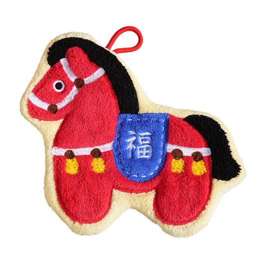 Милое полотенце для рук с лошадью Впитывающее быстросохнущее полотенце для рук с петлей для подвешивания Дизайн с счастливой лошадью Полотенце для ванной комнаты кухни Новогодний декор