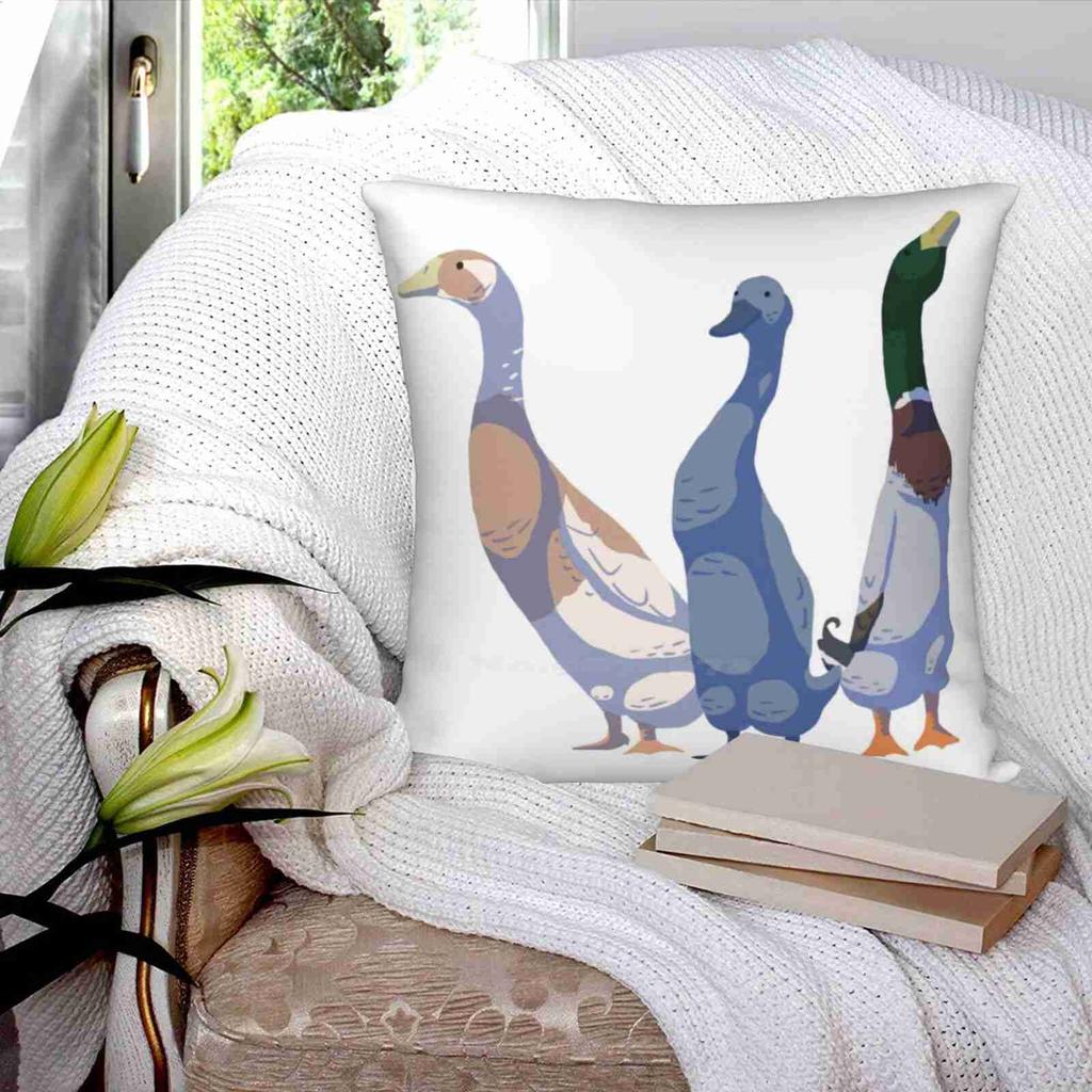 Runner Duck Trio Throw Cushion Pillow Cover Pillowcase Funny Duck Runner Ducks Indian Runner Duck Three Ducks Waterfowl Farm